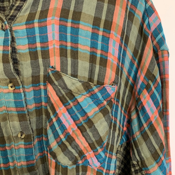 Free People one of the guy plaid dolman sleeve top - Picture 5 of 8